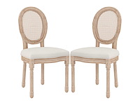 Set van 2 eetkamerstoelen, keukenstoelen, vintage design, weense wandelstoklook, natuur + crème - afbeelding 3 van  8