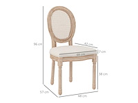 Set van 2 eetkamerstoelen, keukenstoelen, vintage design, weense wandelstoklook, natuur + crème - afbeelding 4 van  8