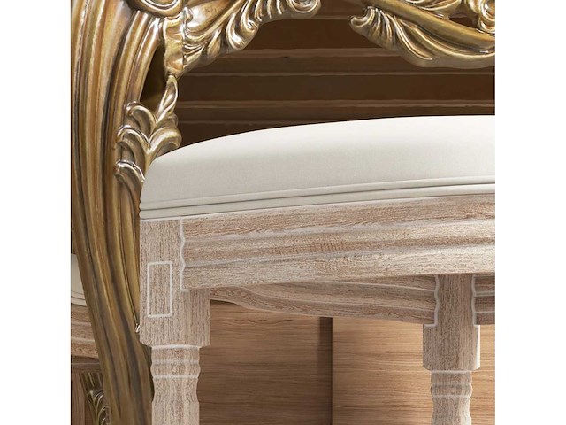 Set van 2 eetkamerstoelen, keukenstoelen, vintage design, weense wandelstoklook, natuur + crème - afbeelding 6 van  8