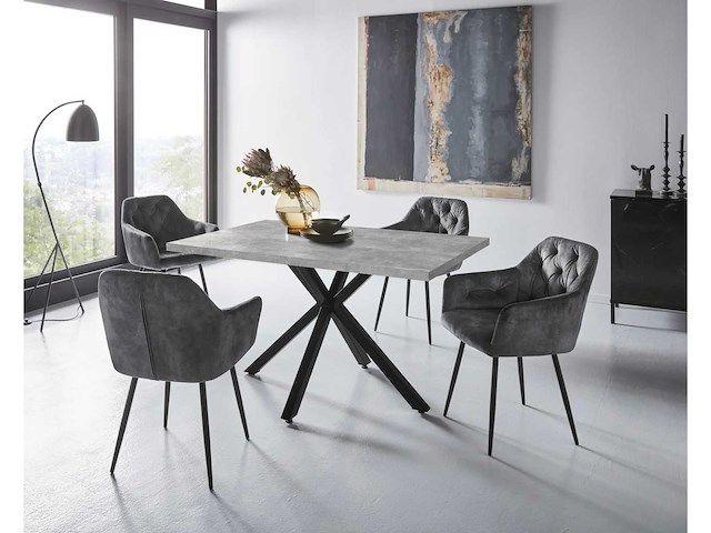 Set van 2 fauteuils, tina-stoel - vintage antraciet microvezel - afbeelding 1 van  8