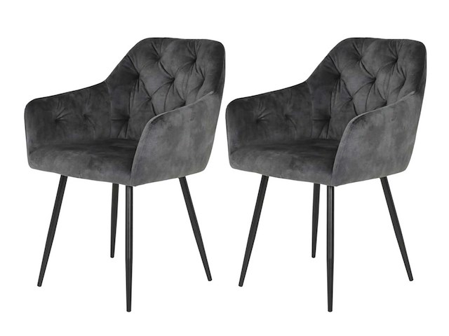 Set van 2 fauteuils, tina-stoel - vintage antraciet microvezel - afbeelding 2 van  8