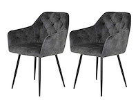 Set van 2 fauteuils, tina-stoel - vintage antraciet microvezel - afbeelding 2 van  8