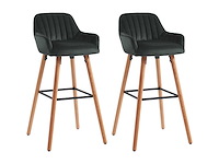 Set van 2 fluwelen barkrakrukken met beukenhouten poten - zwart - afbeelding 1 van  5