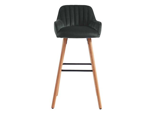 Set van 2 fluwelen barkrakrukken met beukenhouten poten - zwart - afbeelding 2 van  5