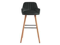 Set van 2 fluwelen barkrakrukken met beukenhouten poten - zwart - afbeelding 2 van  5