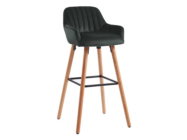 Set van 2 fluwelen barkrakrukken met beukenhouten poten - zwart - afbeelding 3 van  5