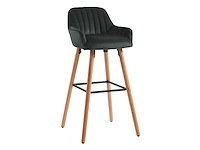 Set van 2 fluwelen barkrakrukken met beukenhouten poten - zwart - afbeelding 3 van  5