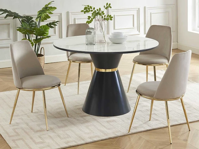 Set van 2 fluwelen en gouden metalen stoelen - beige - pascal morabito - afbeelding 1 van  8