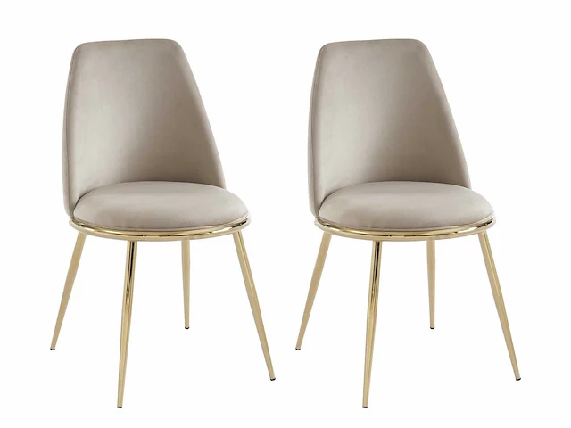 Set van 2 fluwelen en gouden metalen stoelen - beige - pascal morabito - afbeelding 2 van  8