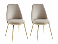 Set van 2 fluwelen en gouden metalen stoelen - beige - pascal morabito - afbeelding 2 van  8