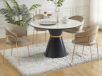 Set van 2 fluwelen en gouden metalen stoelen - beige