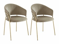 Set van 2 fluwelen en gouden metalen stoelen - beige - afbeelding 2 van  7