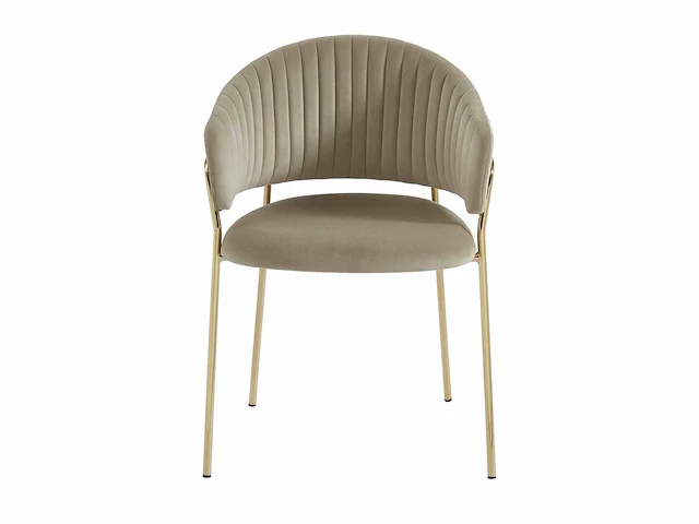 Set van 2 fluwelen en gouden metalen stoelen - beige - afbeelding 3 van  7