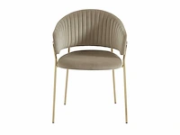 Set van 2 fluwelen en gouden metalen stoelen - beige - afbeelding 3 van  7