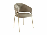 Set van 2 fluwelen en gouden metalen stoelen - beige - afbeelding 4 van  7