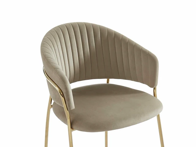 Set van 2 fluwelen en gouden metalen stoelen - beige - afbeelding 5 van  7
