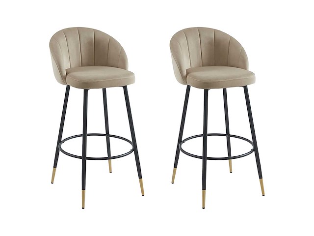 Set van 2 fluwelen en metalen barkrakkjes - beige - afbeelding 2 van  7