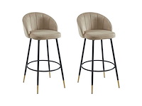 Set van 2 fluwelen en metalen barkrakkjes - beige - afbeelding 2 van  7