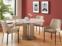 Set van 2 fluwelen en metalen stoelen met armleuningen - beige