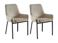 Set van 2 fluwelen en metalen stoelen met armleuningen - beige - afbeelding 2 van  7