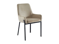 Set van 2 fluwelen en metalen stoelen met armleuningen - beige - afbeelding 4 van  7