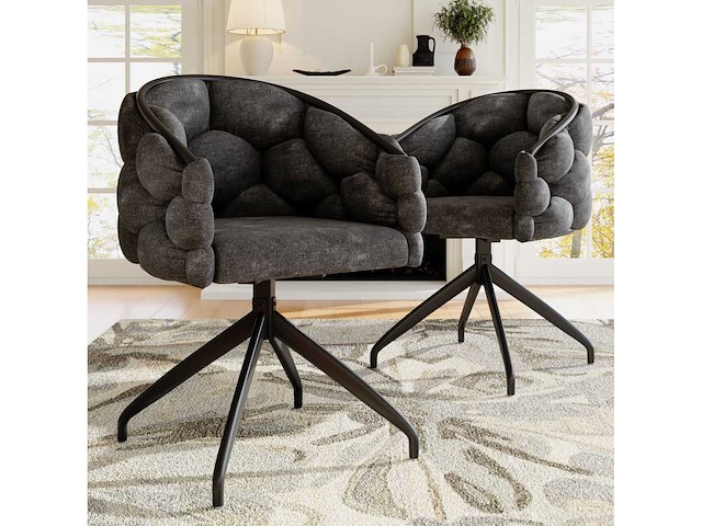 Set van 2 fluwelen stoelen, 360° draaipunt, bubble stoelen, 45x44x77,5 cm, grijs - afbeelding 1 van  8