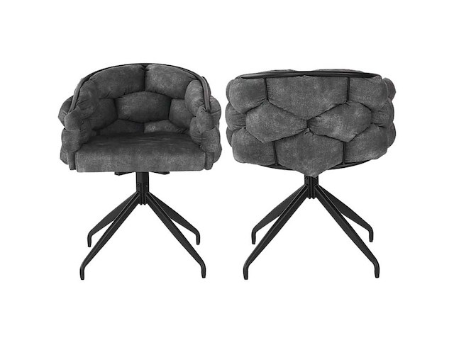 Set van 2 fluwelen stoelen, 360° draaipunt, bubble stoelen, 45x44x77,5 cm, grijs - afbeelding 2 van  8