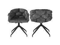 Set van 2 fluwelen stoelen, 360° draaipunt, bubble stoelen, 45x44x77,5 cm, grijs - afbeelding 2 van  8