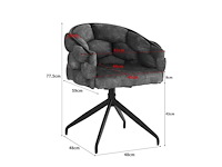 Set van 2 fluwelen stoelen, 360° draaipunt, bubble stoelen, 45x44x77,5 cm, grijs - afbeelding 3 van  8