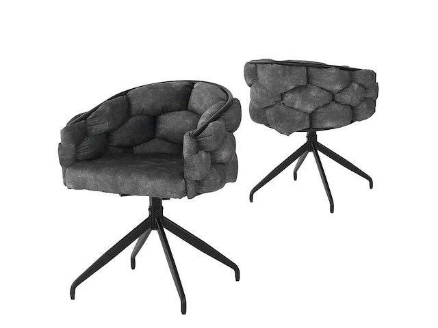 Set van 2 fluwelen stoelen, 360° draaipunt, bubble stoelen, 45x44x77,5 cm, grijs - afbeelding 4 van  8