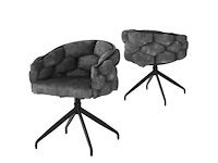 Set van 2 fluwelen stoelen, 360° draaipunt, bubble stoelen, 45x44x77,5 cm, grijs - afbeelding 4 van  8