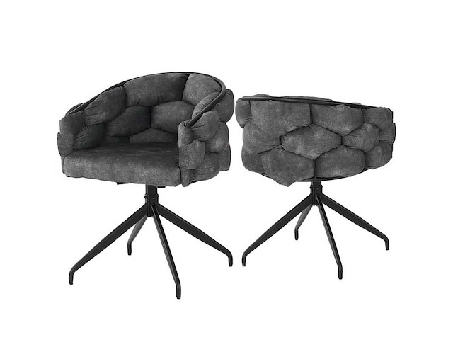 Set van 2 fluwelen stoelen, 360° draaipunt, bubble stoelen, 45x44x77,5 cm, grijs - afbeelding 5 van  8