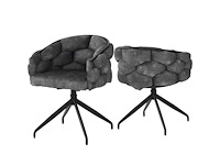Set van 2 fluwelen stoelen, 360° draaipunt, bubble stoelen, 45x44x77,5 cm, grijs - afbeelding 5 van  8