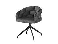 Set van 2 fluwelen stoelen, 360° draaipunt, bubble stoelen, 45x44x77,5 cm, grijs - afbeelding 8 van  8