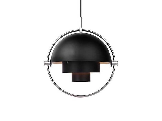 Set van 2 globulo pendellampen - zwart - zilveren stucture - afbeelding 1 van  3