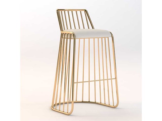 Set van 2 golden veil krukken met rugleuning - beige leer - zitplaats 65 cm - afbeelding 1 van  3