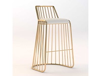 Set van 2 golden veil krukken met rugleuning - beige leer - zitplaats 65 cm - afbeelding 1 van  3