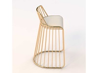 Set van 2 golden veil krukken met rugleuning - beige leer - zitplaats 65 cm - afbeelding 2 van  3