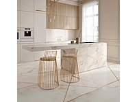 Set van 2 golden veil krukken met rugleuning - beige leer - zitplaats 65 cm - afbeelding 3 van  3