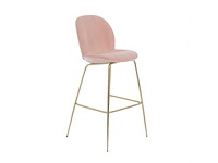 Set van 2 gouden bella krukjes 75 cm - roze fluwelen zitting - afbeelding 1 van  2