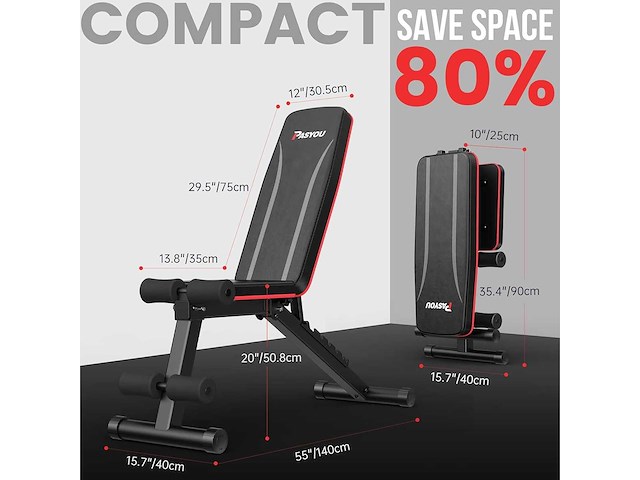 Set van 2 inklapbare gewichtsbanken, verstelbare liggende bank voor het hele lichaam - afbeelding 7 van  8