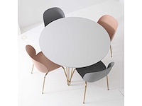 Set van 2 koningin ronde tafels: één met een diameter van 80 cm en de tweede met een diameter van 100 cm - witte bladen - afbeelding 4 van  7