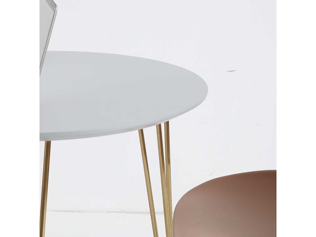 Set van 2 koningin ronde tafels: één met een diameter van 80 cm en de tweede met een diameter van 100 cm - witte bladen - afbeelding 3 van  7