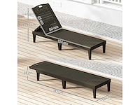 Set van 2 ligstoelen, loungestoel met 4-posities verstelbare rugleuning zwart - afbeelding 4 van  8