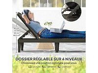 Set van 2 ligstoelen, loungestoel met 4-posities verstelbare rugleuning zwart - afbeelding 5 van  8