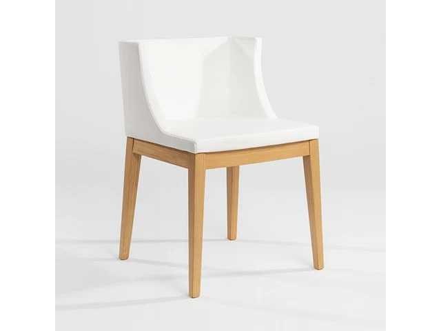 Set van 2 mademoiselle-fauteuils - natuurlijke voet - wit leer - afbeelding 2 van  2