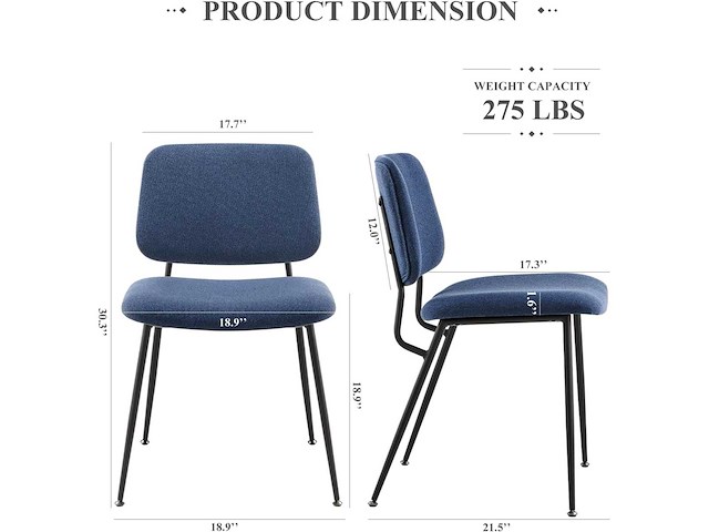 Set van 2 moderne gestoffeerde eetkamerstoelen - afbeelding 4 van  9