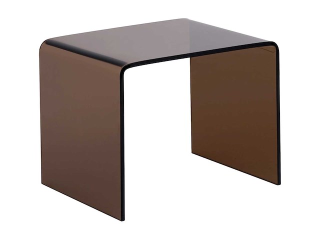 Set van 2 nachtkastjes - gebogen gehard glas - bruin - afbeelding 2 van  8