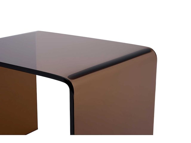 Set van 2 nachtkastjes - gebogen gehard glas - bruin - afbeelding 4 van  8