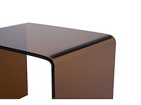 Set van 2 nachtkastjes - gebogen gehard glas - bruin - afbeelding 4 van  8